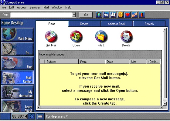 This was my introduction to "The Information Superhighway." And before you laugh at how primitive it looks, remember this.. this screen shot was from a version of the CompuServe software that was closer to its inevitable end then it was to when *I* Started doing it.